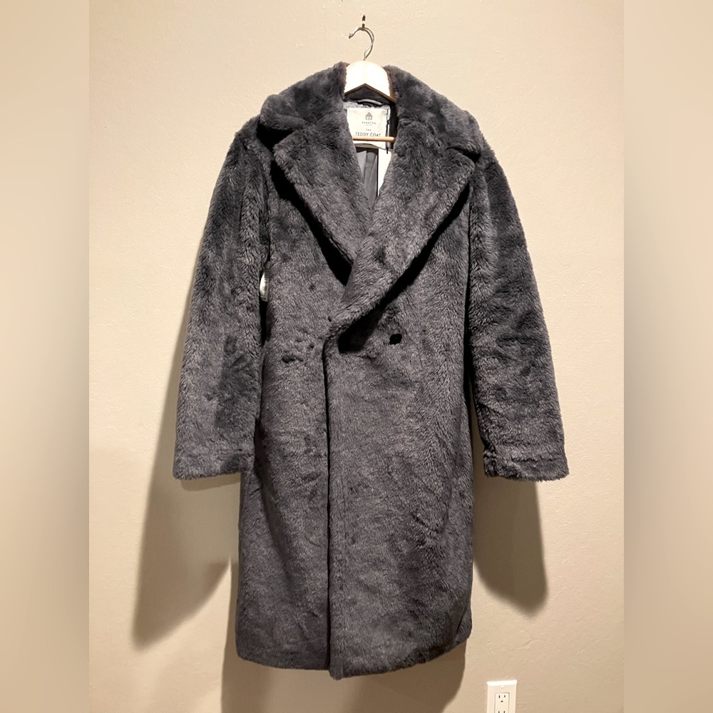 ARITZIA Babaton Townsend Classic Oversized Teddy Coat, charcoal | Size: 2/ M